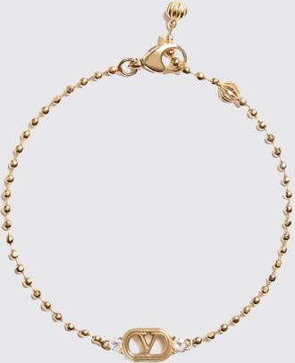 Valentino Garavani Ovalette Metal Bracelet with VLogo Signature and Rhinestones