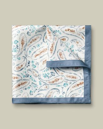 CHARLES TYRWHITT Silk Paisley Pocket Square - Ivory Size OSFA by Charles Tyrwhitt