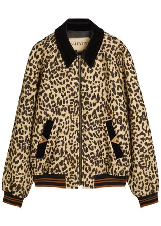 Valentino Garavani Leopard Velvet-trim Wool Bomber Jacket - Multicoloured 1 - 52 (IT52 / XL)
