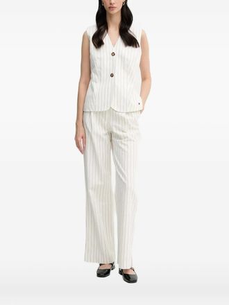 Pedro del Hierro pinstripe-sleeveless waistcoat - women - Linen/Flax/Cotton - L - White