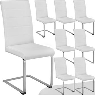 TecTake Set di 8 sedie imbottite ed ergonomiche in similpelle bianco