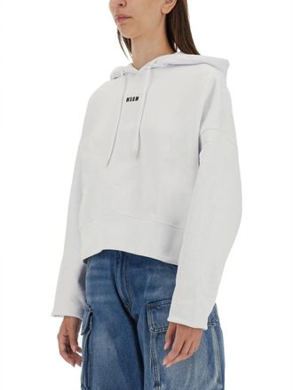 Msgm Logo-Embroidered Cotton Sweatshirt - White
