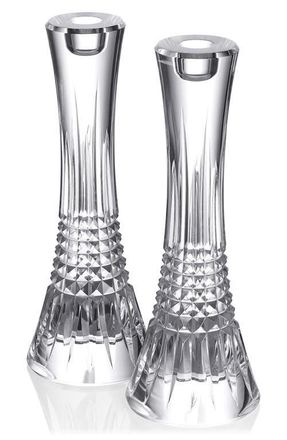 Waterford Lismore Diamond Set of 2 10-Inch Crystal Candlesticks in Clear at Nordstrom