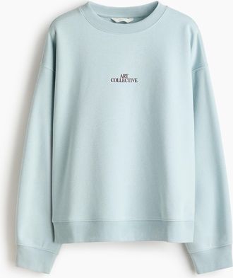 H&M Sweatshirt mit Textmotiv - Turquoise
