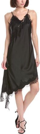 Beulah Lace Mesh Trim Detail Satin Asymmetrical Dress