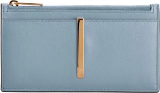 Tod's zip-detail card holder - women - Calf Leather - One Size - Blue