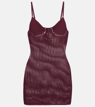 The Attico Crochet cotton-blend minidress