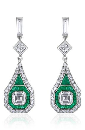Mindi Mond Dare to be Deco Drop Earrings in Emerald at Nordstrom