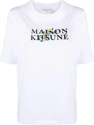 Maison Kitsun&eacute; T-shirt met bloemenprint en klassiek logo