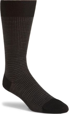 Pantherella Highbury Houndstooth Dress Socks in Black at Nordstrom, Size Medium