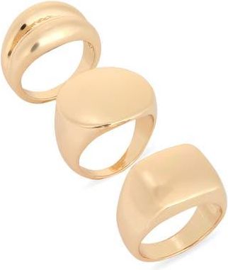 Leith Set of 3 Signet Rings in Gold at Nordstrom Rack, Size Small/medium