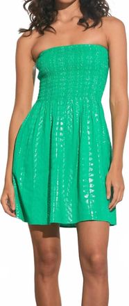 Elan Smocked Strapless Dress In Green Silver Arrows