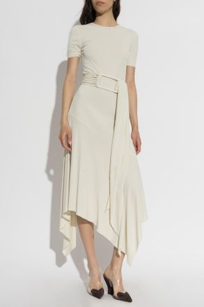 Alaia Dress With Belt, Womens, Cream