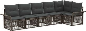 vidaXL Conjunto De Sof&aacute;s De Jard&iacute;n 6 Uds. Gris Rat&aacute;n Sint&eacute;tico Vidaxl