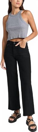 ASKK NY Slim Crop Wide Leg Pants In Black Resin