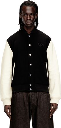 Diesel Bomber jacket in wool blend and leather - Leather jackets - Man - Multicolor