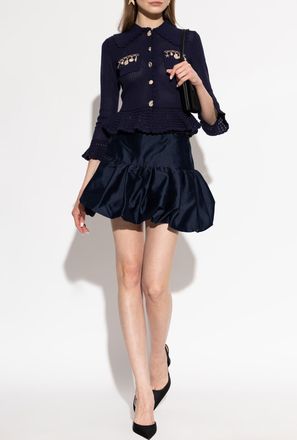 Self Portrait Skort With Belt, Womens, Navy Blue