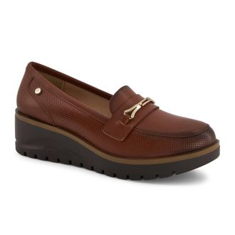 Andrea Womens Wedge Loafers In Brown