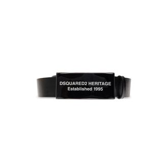 Dsquared2 Heritage Leren Riem - Heren - Accessoires - Zwart - Maat: 95 CM Zijde