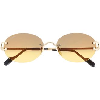 Cartier 55mm Gradient Rimless Oval Sunglasses in Gold /Brown Lens at Nordstrom