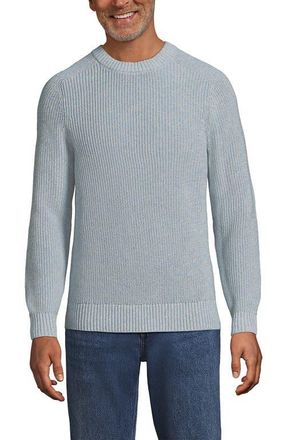 Lands End Drifter Cotton Crewneck Sweater in Oasis Blue Marl at Nordstrom, Size Xx-Large