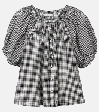 D&ocirc;en D&ocirc;en June gingham cotton-blend top
