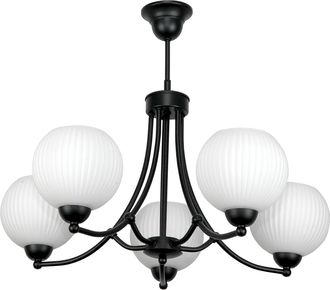 OEM L&aacute;mpara De Techo Colgante Cl&aacute;sica Negra Con Pantalla De Cristal Blanco 15-390 Bodo