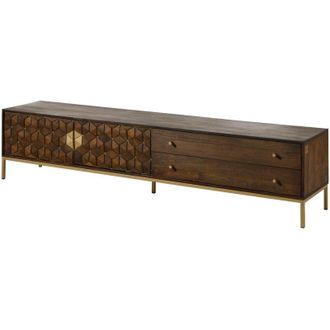 Massivmoebel24 Mobile Tv in legno di Mango 220x45x50 Oliato marrone DIAMOND 223