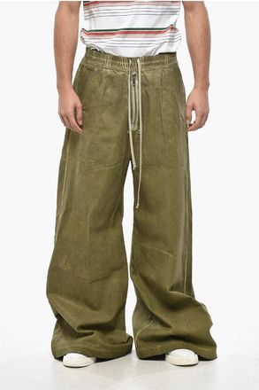 Rick Owens DRKSHDW Pantaloni GETH BELAS in Cotone Spalmato a Gamba Ampi taglia L