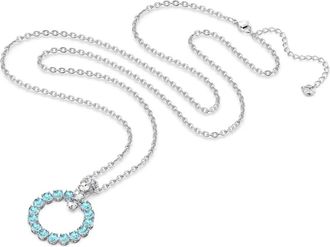 Swarovski Blauwe Kristallen Hanger Ketting - Dames - Kettingen - Grijs - ONE Size - Accessoires