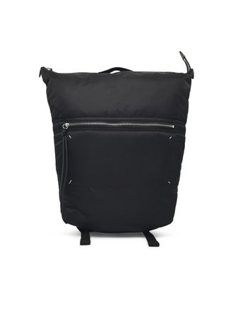 Maison Margiela Black Fabric Backpack with Iconic Four Stitches Detail