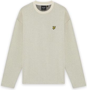 Lyle & Scott Tops, Heren, Beige, XS, Raised Jacquard Crew Neck Sweatshirt