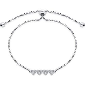 Bling Jewelry CZ Heart Charm Bolo Bracelet in Clear at Nordstrom Rack