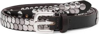 Mango Stud Leather Belt in Chocolate at Nordstrom, Size Small