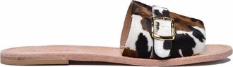 Mim.Mar Brown White Spotted Pony Hair Leather Slide Sandals