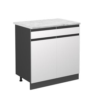 Vicco Mueble Bajo De Cocina R-line, Blanco, 80 Cm Et M&aacute;rmol