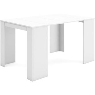 Skraut Home Skraut Home - Mesa Consola Extensible, Mesa Comedor Plegable, 140, Para 6 Comensales, Comedor Y Cocina, Estilo Moderno, Blanco
