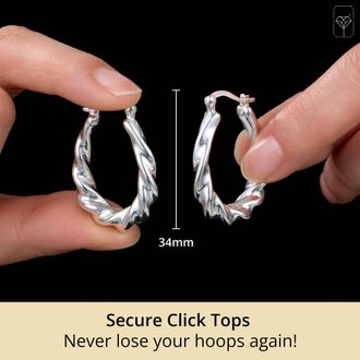 MAX + STONE 925 Sterling Silver Twisted Hoop Earrings