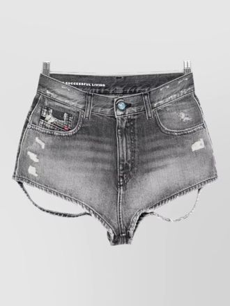 Diesel denim high-rise distressed frayed-hem short shorts