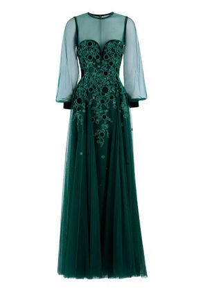 Saiid Kobeisy Embroidered Tulle Dress