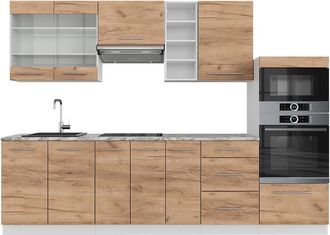 Vicco Mueble De Cocina Fame-line, Oro Potencia Roble/blanco, 280 Cm Sin Encimera, Vicco