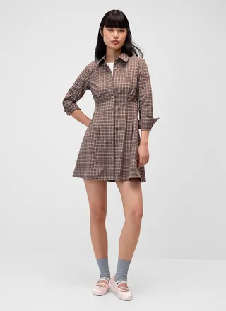 Twik Womens Flared pleated-waist shirtdress