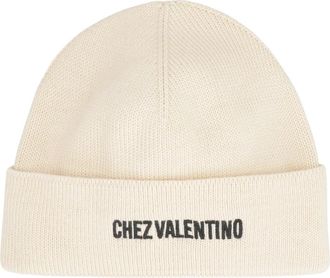 Valentino Garavani Gebreide muts - Heren - Hoeden - Wit - ONE Size - Katoen - Accessoires