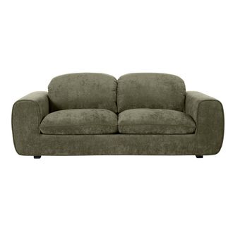 Miliboo Sof&aacute; Cama Con Cabeceros Ajustables 3 Plazas En Tejido Efecto Terciopelo Texturizado Verde Caqui Noam