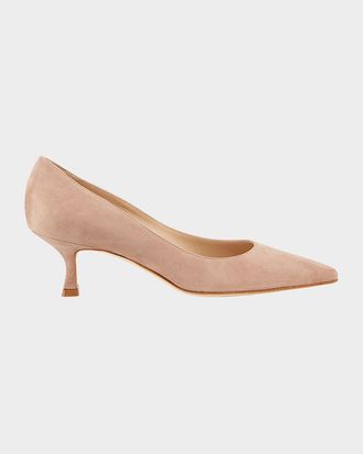 Manolo Blahnik 50mm Srila Suede Kitten Heel Pumps