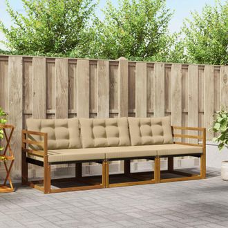 vidaXL Vidaxl Set Di Divani Da Esterno 3 Pz Naturale E Beige