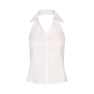 Alice & Olivia Alice + Olivia, Shirts, female, White, Size: 2XS Freya Button Down Halter Top