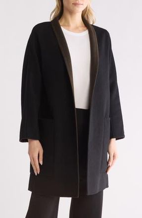Vince Reversible Collarless Wool Blend Coat in Black/Eden at Nordstrom Rack, Size X-Small