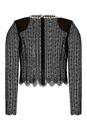 Self Portrait Womens Black Lace Top Nero Exterior: Polyester Maglie Sweater