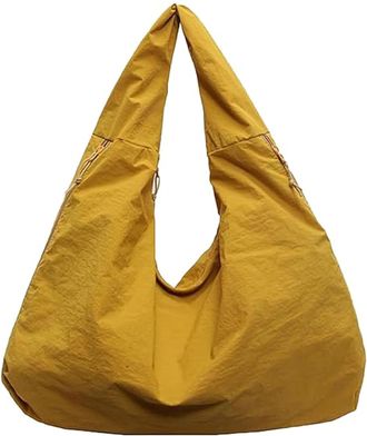 Generic Womens Solid Color Textured Draped Tote Bag, Large Capacity Fashion Versatile Shoulder Bag, Casual Versatile Shoulder Bags (Yellow)
